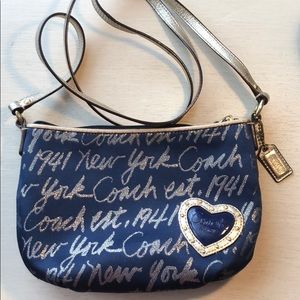 Coach gold heart cross body bag